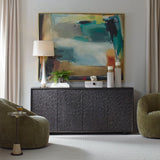 Modern European furniture - Black Chiseled 4-Door Cabinet - www.oroa.com