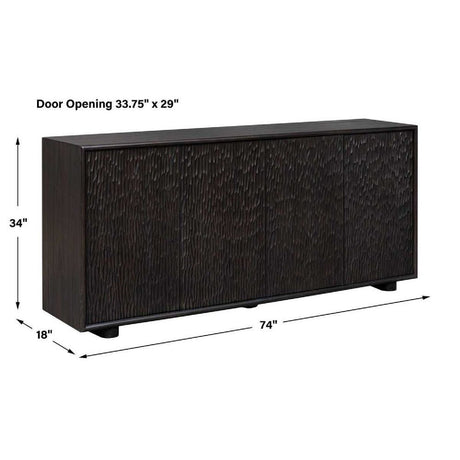 Modern European furniture - Black Chiseled 4-Door Cabinet - www.oroa.com