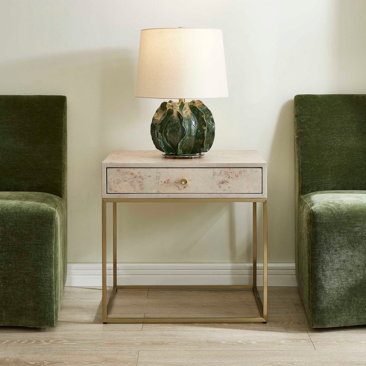 Modern European furniture - Maple Burl 1-Drawer Side Table - www.oroa.com
