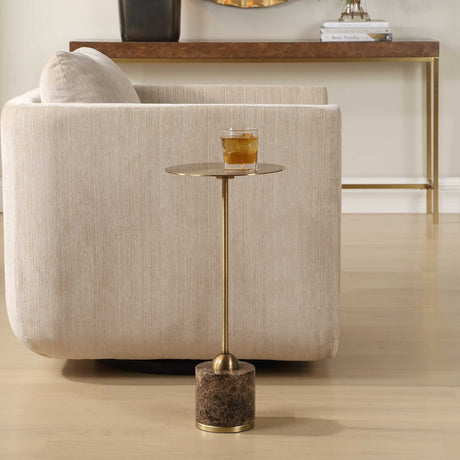  Modern European furniture - Brushed Brass Pedestal Drink Table - www.oroa.com | Oroa.com