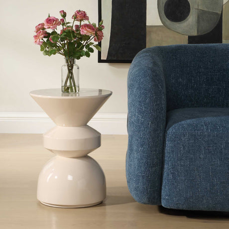 High-Gloss Cream Accent Table | Uttermost Lyford