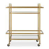 Modern European furniture - Brass Framed Glass Bar Cart - www.oroa.com