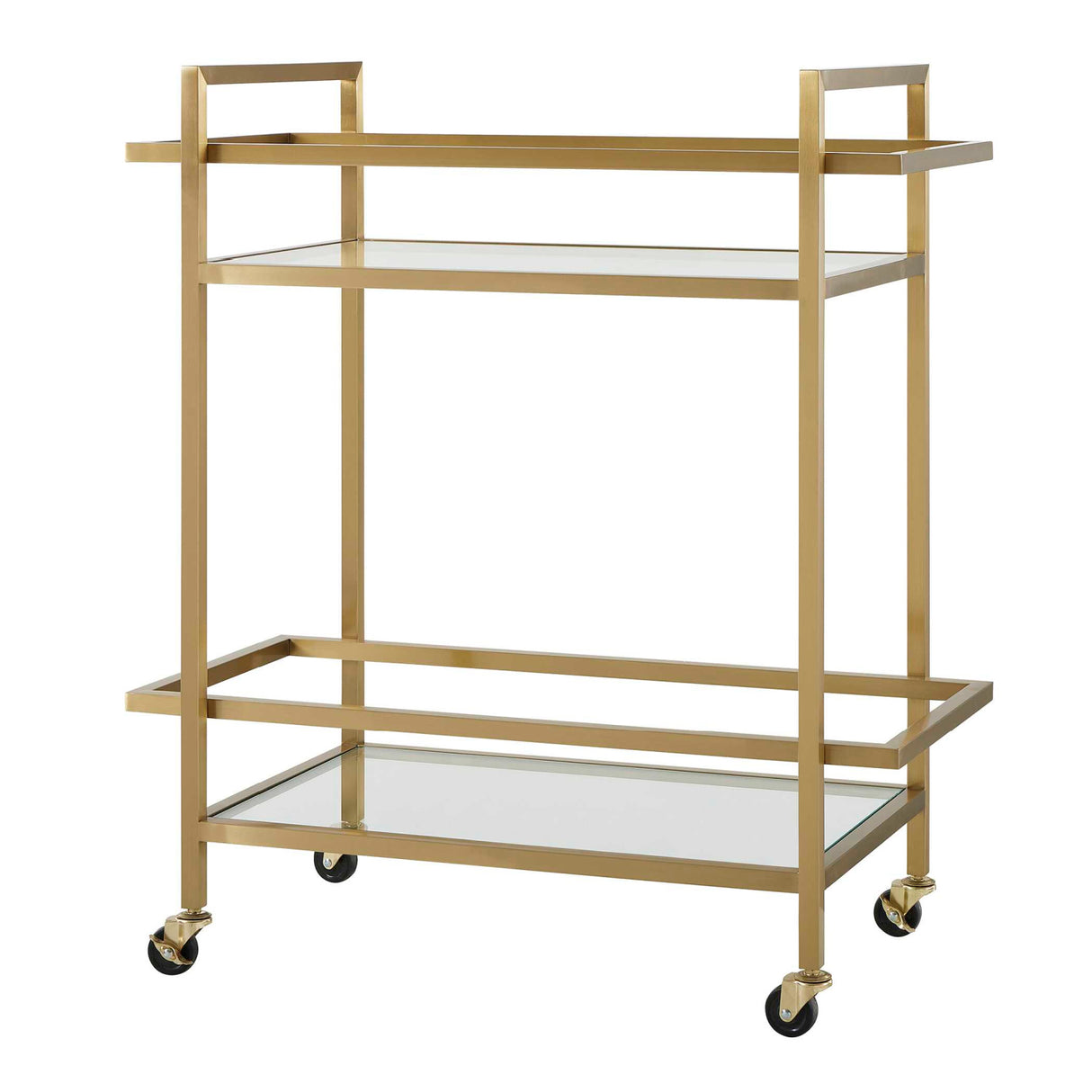 Modern European furniture - Brass Framed Glass Bar Cart - www.oroa.com