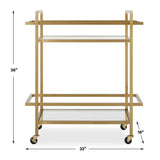 Modern European furniture - Brass Framed Glass Bar Cart - www.oroa.com