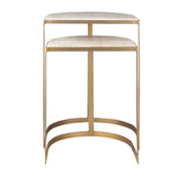 Modern European furniture - Gold Framed Travertine Nesting Table - www.oroa.com