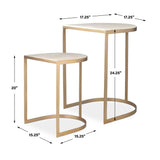 Modern European furniture - Gold Framed Travertine Nesting Table - www.oroa.com