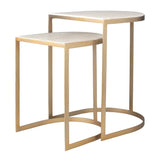 Modern European furniture - Gold Framed Travertine Nesting Table - www.oroa.com