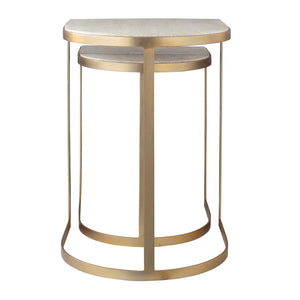  Gold Framed Travertine Nesting Table | Oroa.com