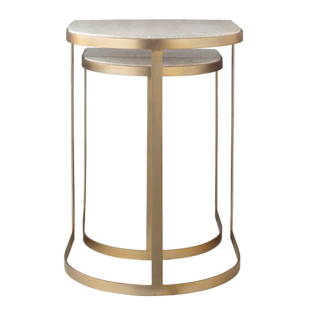 Modern European furniture - Gold Framed Travertine Nesting Table - www.oroa.com