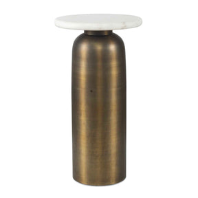 Antique Brass Indoor/Outdoor Marble Side Table by Uttermost Reiss