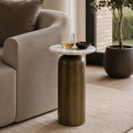 Modern European furniture - Antique Brass Indoor/Outdoor Marble Drink Table - www.oroa.com