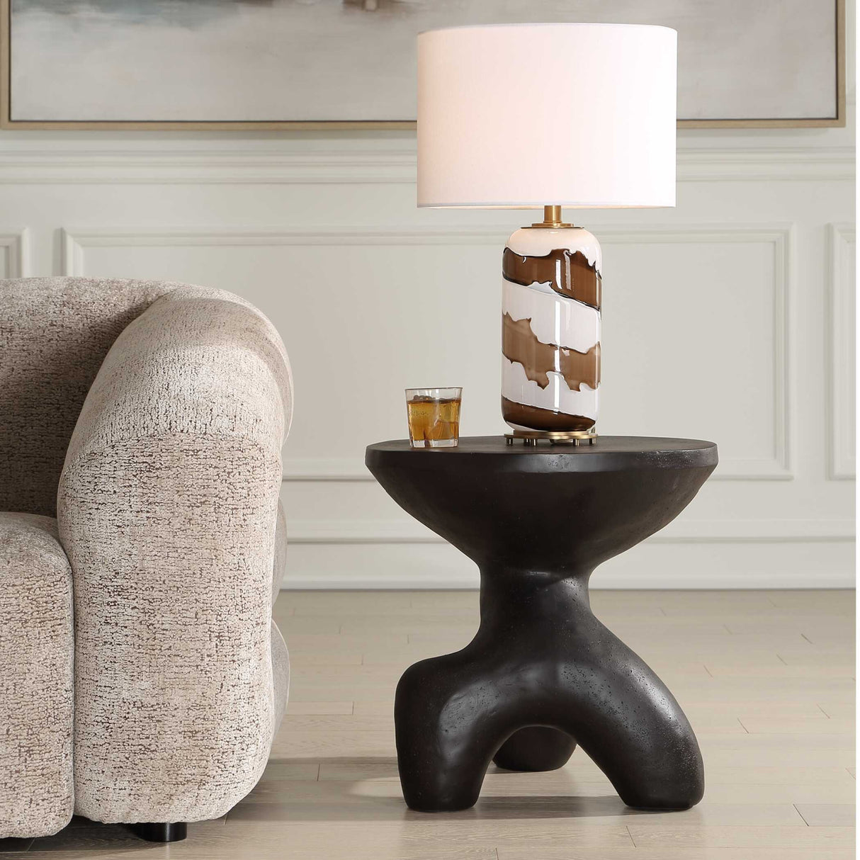 Modern European furniture - Black Stone Indoor/Outdoor Accent Table - www.oroa.com