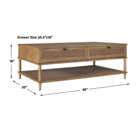 Modern European furniture - 2-Drawer Rattan Cane Coffee Table - www.oroa.com