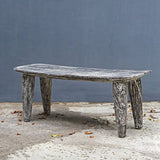 Hand-Carved Suar Wood Bench | Uttermost Fade to Black