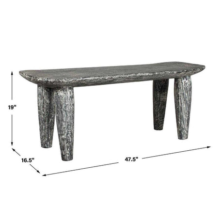 Hand-Carved Suar Wood Bench | Uttermost Fade to Black