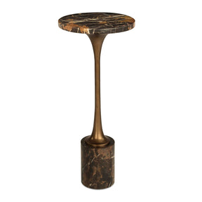 Black Marble Pedestal Drink Table by Uttermost Karnes