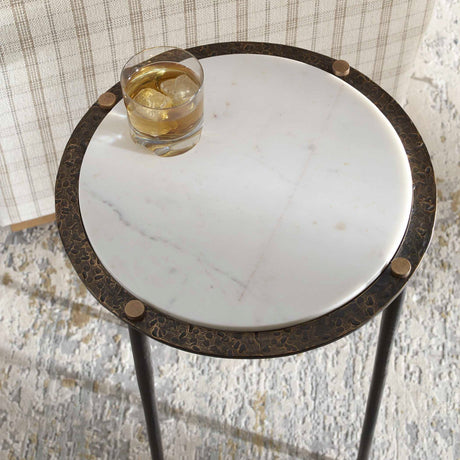 Modern European furniture - Gray Marble Accent Table - www.oroa.com