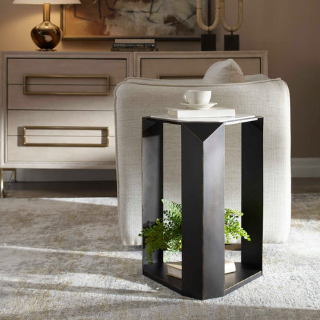 Modern European furniture - Faceted Dark Bronze Accent Table - www.oroa.com