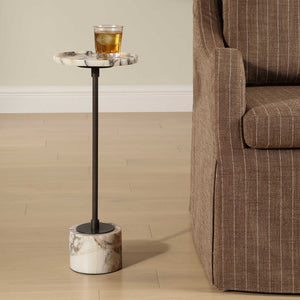   White Marble Round Drink Table | Oroa.com