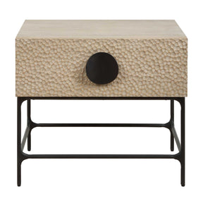 Modern European furniture - Carved Elm 1-Drawer Side Table - www.oroa.com
