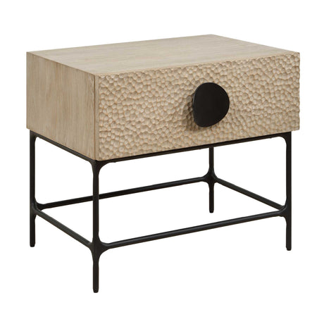 Modern European furniture - Carved Elm 1-Drawer Side Table - www.oroa.com