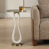Modern European furniture - White Stone Hourglass Accent Table - www.oroa.com