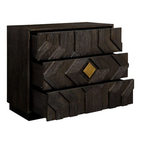Modern European furniture - Black Oak Chevron 3-Drawer Chest - www.oroa.com