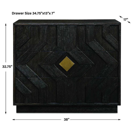 Modern European furniture - Black Oak Chevron 3-Drawer Chest - www.oroa.com
