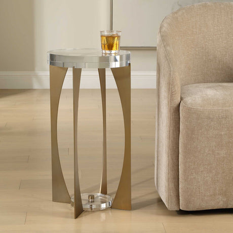 Modern European furniture - Brass Open-Frame Crystal Accent Table - www.oroa.com