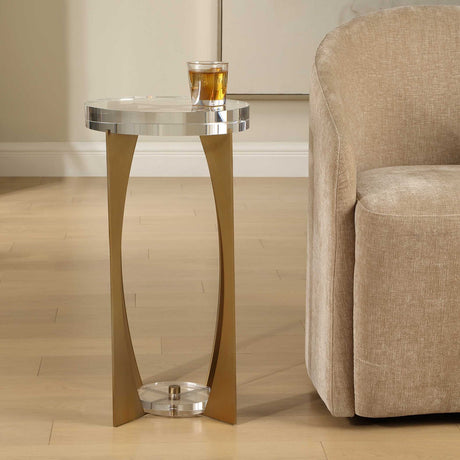 Modern European furniture - Brass Open-Frame Crystal Accent Table - www.oroa.com