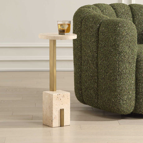 Oval Travertine Accent Table | Uttermost Feranno