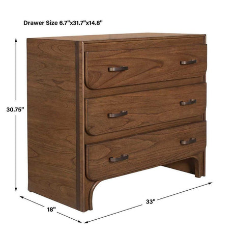 Modern European furniture - Rustic Wooden 3-Drawer Chest - www.oroa.com