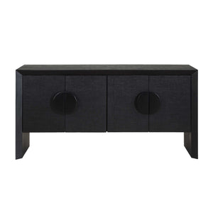   Black Grasscloth 4-Door Cabinet | Oroa.com