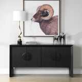 Modern European furniture - Black Grasscloth 4-Door Cabinet - www.oroa.com