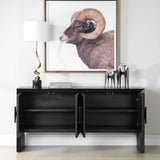 Modern European furniture - Black Grasscloth 4-Door Cabinet - www.oroa.com