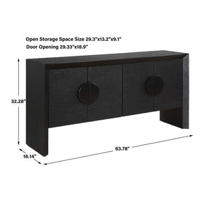   Black Grasscloth 4-Door Cabinet | Oroa.com