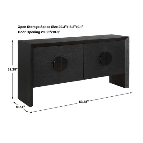 Modern European furniture - Black Grasscloth 4-Door Cabinet - www.oroa.com