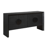 Modern European furniture - Black Grasscloth 4-Door Cabinet - www.oroa.com