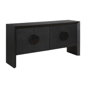   Black Grasscloth 4-Door Cabinet | Oroa.com