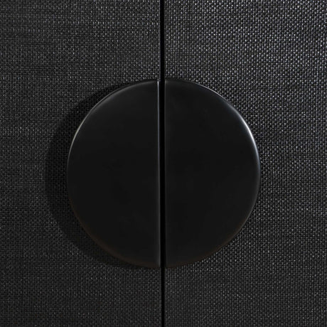 Modern European furniture - Black Grasscloth 4-Door Cabinet - www.oroa.com