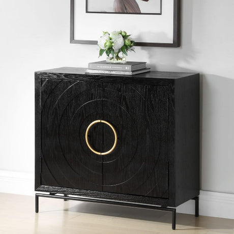 Modern European furniture - Black Fir Wood 2-Door Cabinet - www.oroa.com