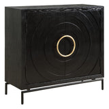 Modern European furniture - Black Fir Wood 2-Door Cabinet - www.oroa.com