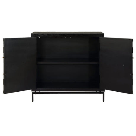 Modern European furniture - Black Fir Wood 2-Door Cabinet - www.oroa.com