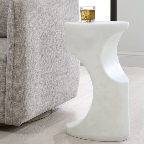 Modern European furniture - White Stone Indoor/Outdoor Accent Table - www.oroa.com