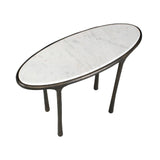 Modern European furniture - White Marble Oval Accent Table - www.oroa.com