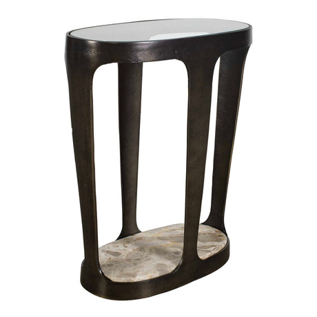 Modern European furniture - Bronze Framed Glass Accent Table - www.oroa.com