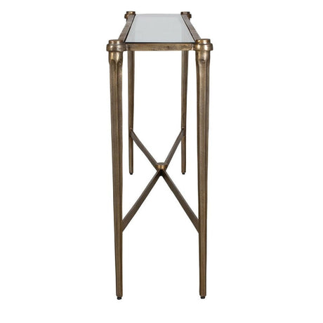 Modern European furniture - Antique Brass Framed Console Table - www.oroa.com