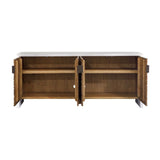 Modern European furniture - Carved Mindi Wood 4-Door Cabinet - www.oroa.com