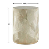 Modern European furniture - Gold Leaf Cylindrical Accent Table - www.oroa.com