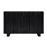 Modern European furniture - Black Carved Wooden 3-Door Cabinet - www.oroa.com